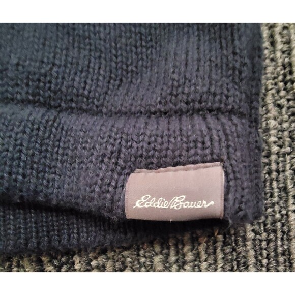 Eddie Bauer 2XL Sweater Navy Stripe Quarter Zip Mock Neck Warm Winter Casual - Picture 3 of 5
